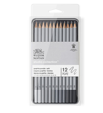 Winsor & Newton Graphite Pencil Soft x 12 Tin set