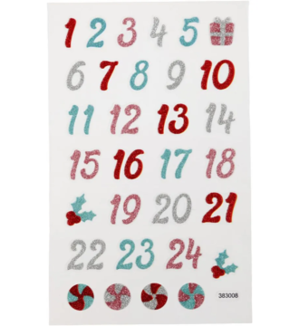 Stickers Number Glitter Advent Stickers