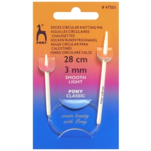 Pony Circular Sock Knitting Needles - Fixed 28cm