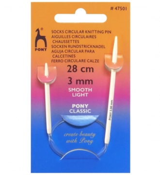 Pony Circular Sock Knitting Needles - Fixed 28cm