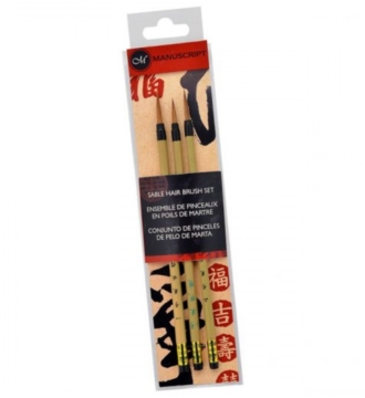 Manuscript Sable Hair Chinese Calligraphy Brush Set Pk 3