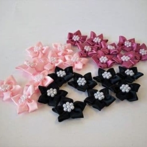 Shocking Pink Satin Stars with Pearls