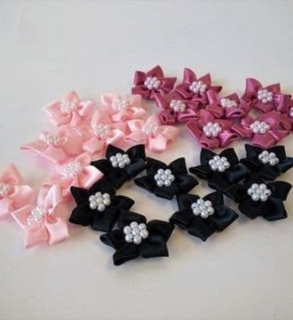 Shocking Pink Satin Stars with Pearls