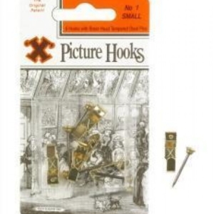 Picture Hooks Brass plated No1 Small 5 Pk