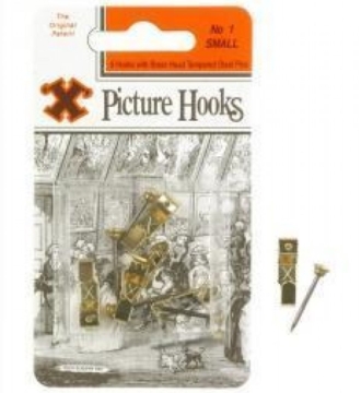 Picture Hooks Brass plated No1 Small 5 Pk