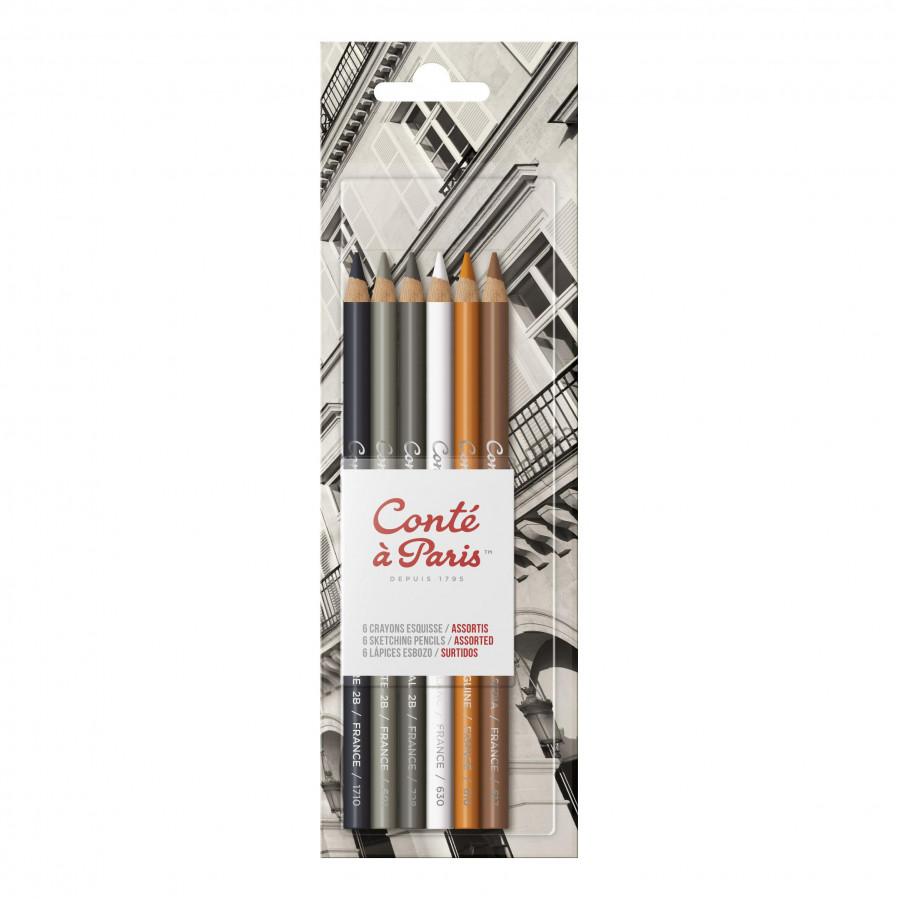 Conté à Paris Sketching Pencil Set - 6 Assorted Sketching Pencils