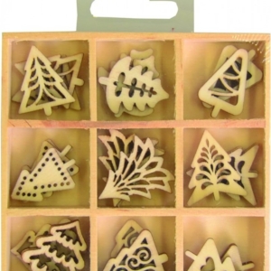 Christmas wooden silhouette mini decorations 27 in a pack