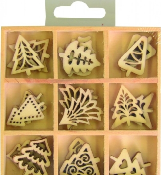 Christmas wooden silhouette mini decorations 27 in a pack