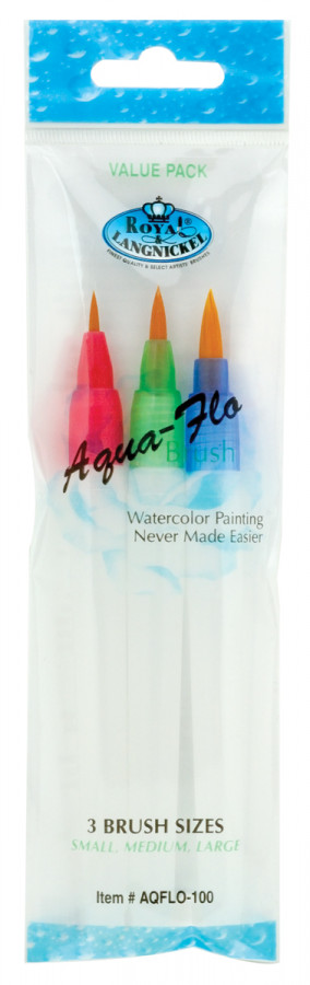 Aqua-Flo Nylon Watercolour Paint Brush Set (Pack 3)