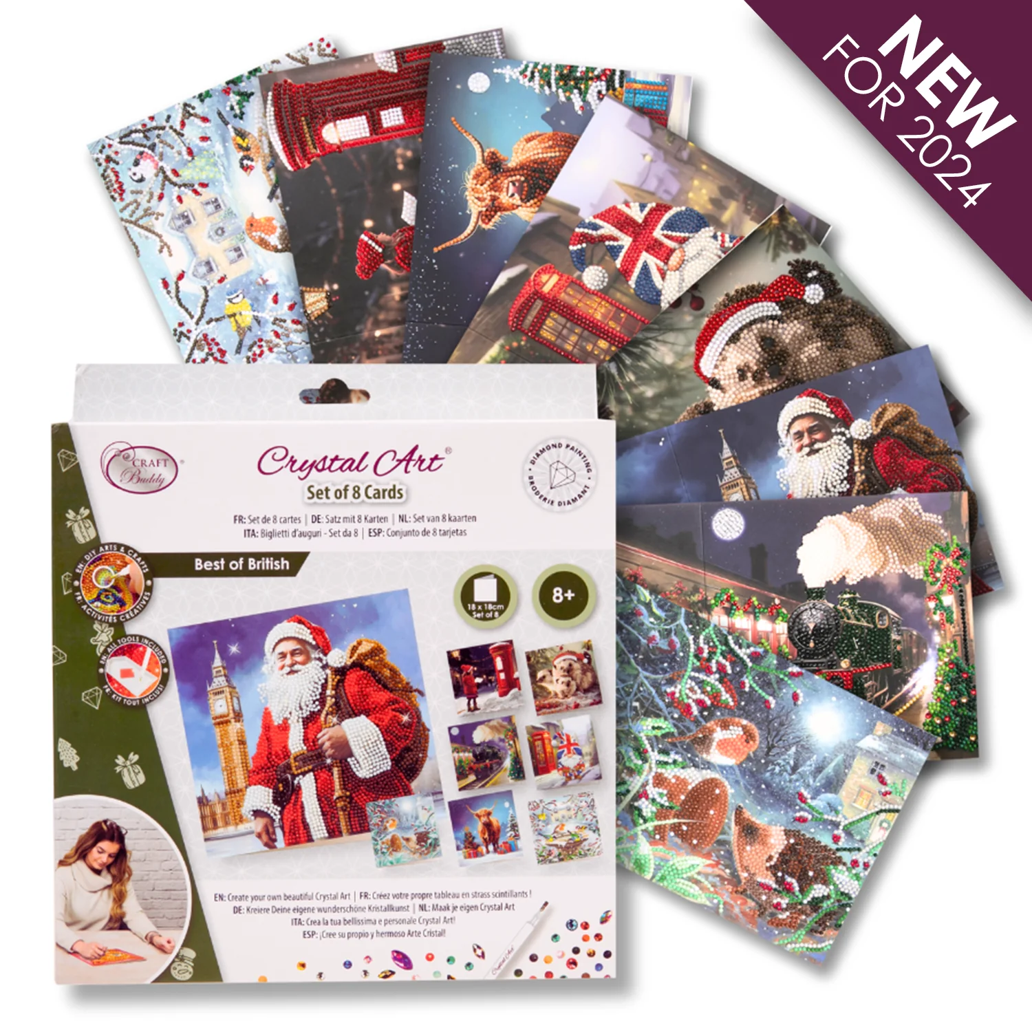 Crystal Art Cards Pack Of 8 Cards & Envelopes