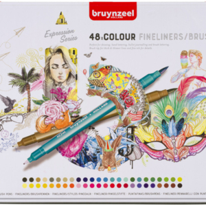 Bruynzeel 48 Fineliners/Brush Pens in Tin