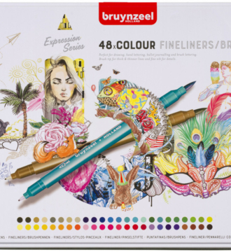 Bruynzeel 48 Fineliners/Brush Pens in Tin