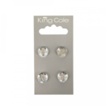 King Cole Domed Diamond Effect Buttons - Clear (Small)