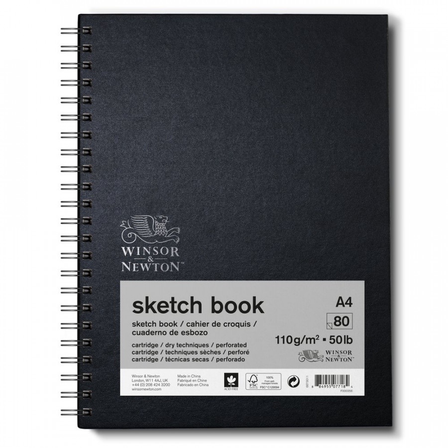 Winsor & Newton Hard Back Spiral Bound Sketch Book 110gsm