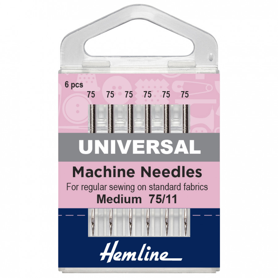 Hemline Sewing Machine Needles: Universal: Fine/Medium 75/11 5 Pieces