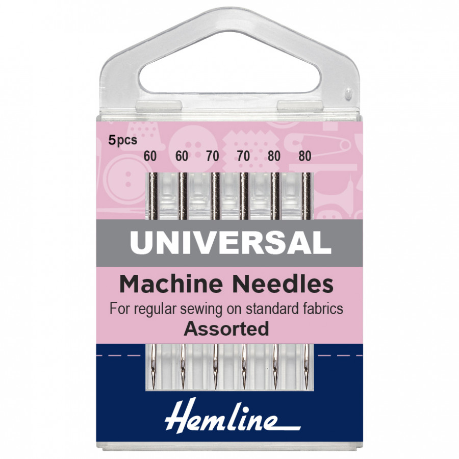 Hemline Sewing Machine Needles: Universal: Mixed Fine: Pack of 5