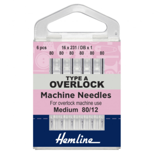 Hemline Overlock/Serger Machine Needles: Type A: 80/12: 6 Pieces