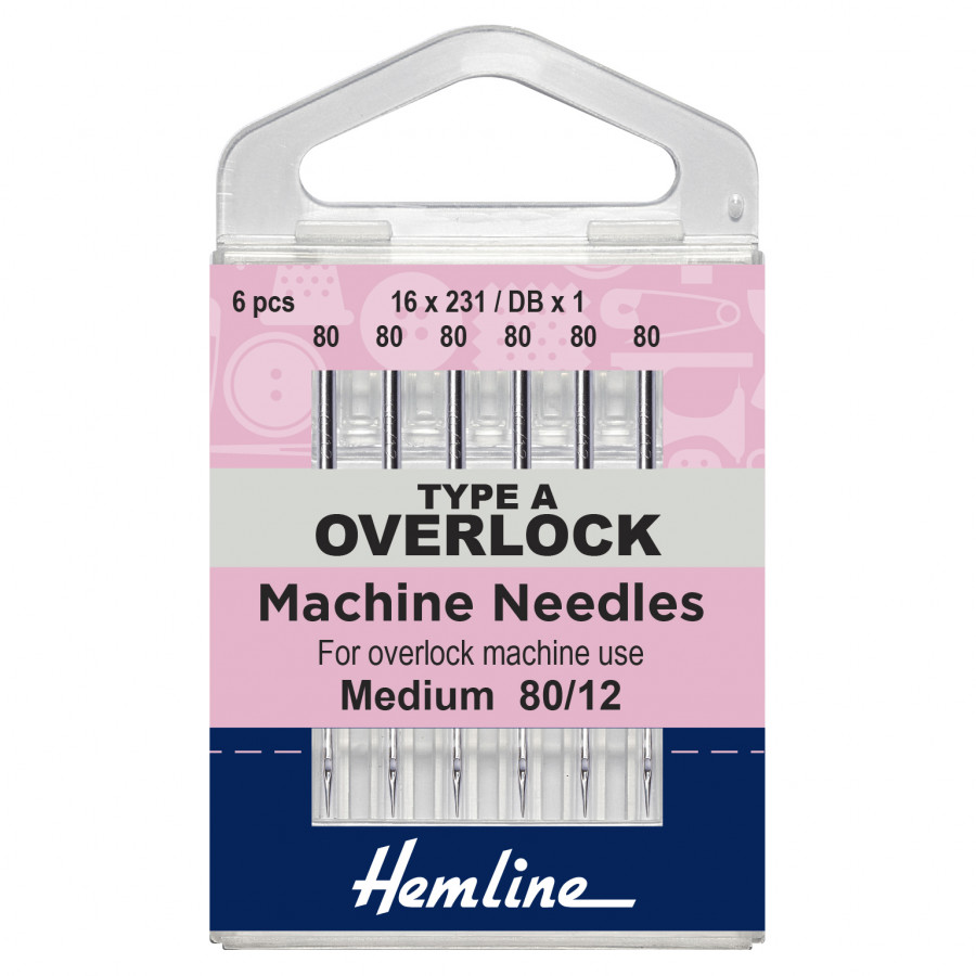 Hemline Overlock/Serger Machine Needles: Type A: 80/12: 6 Pieces