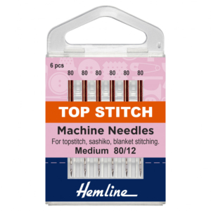 Hemline Sewing Machine Needles: Top-Stitch: 80/12: 5 Pieces