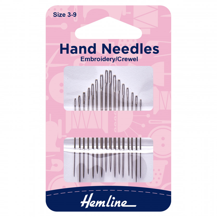 Hemline Hand Sewing Needles - Embroidery/Crewel Size 3-9