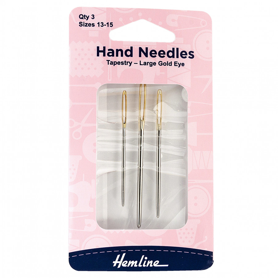 Hemline Hand Sewing Needles Tapestry Large Gold Eye Size 13-15