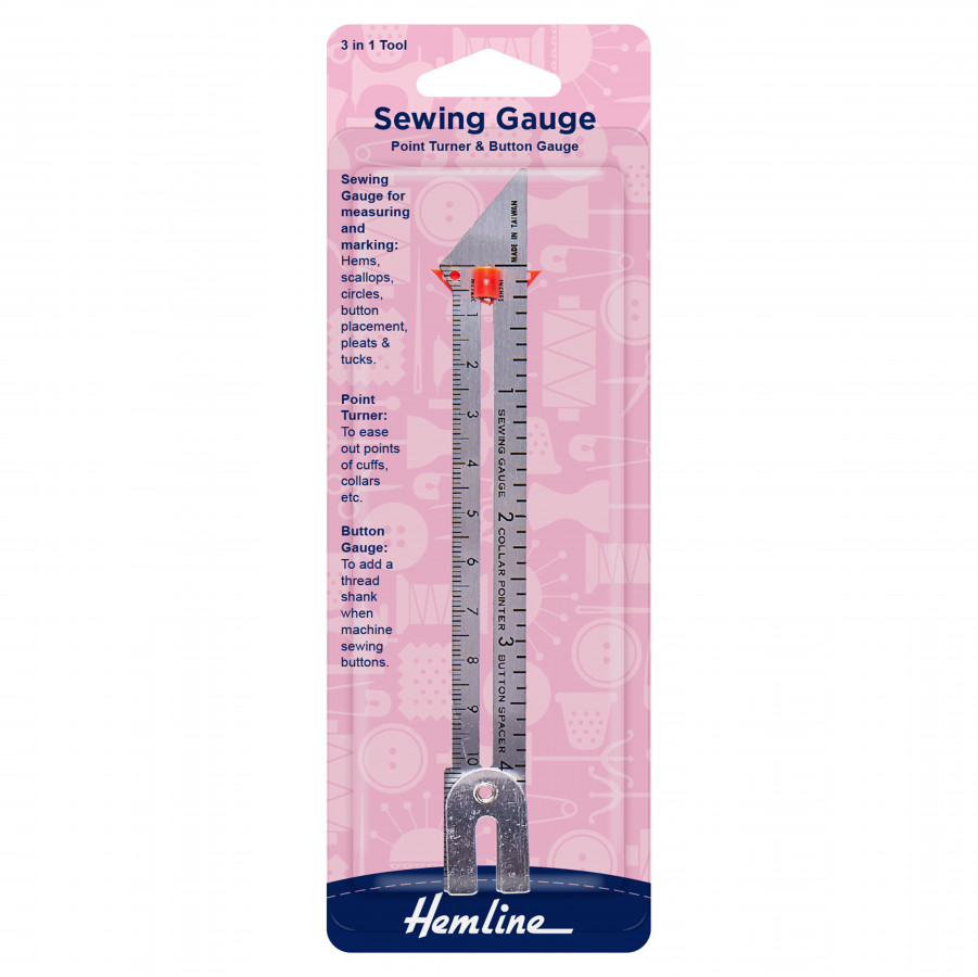 Hemline Sewing Gauge including Point Turner & Button Gauge