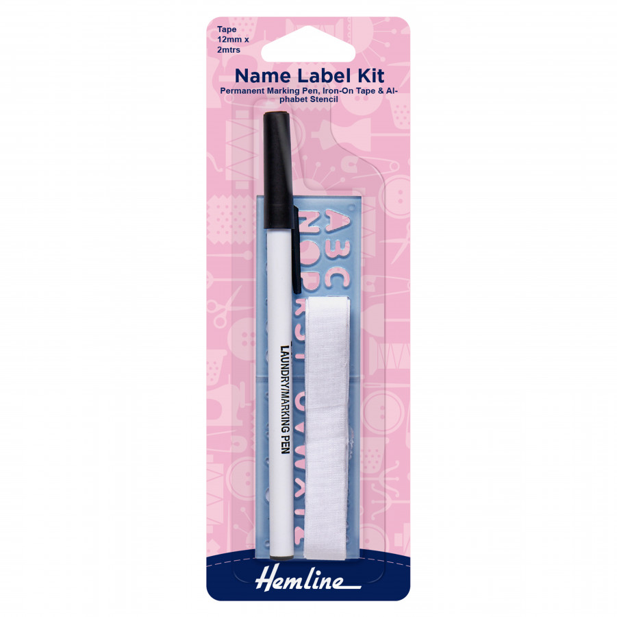 Name Label Iron on Tape Kit with Pen and Stencil