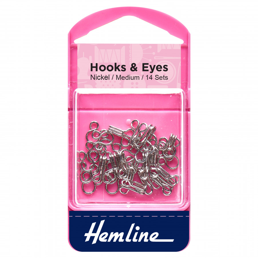 Hemline Hooks and Eyes - Nickel Size 2