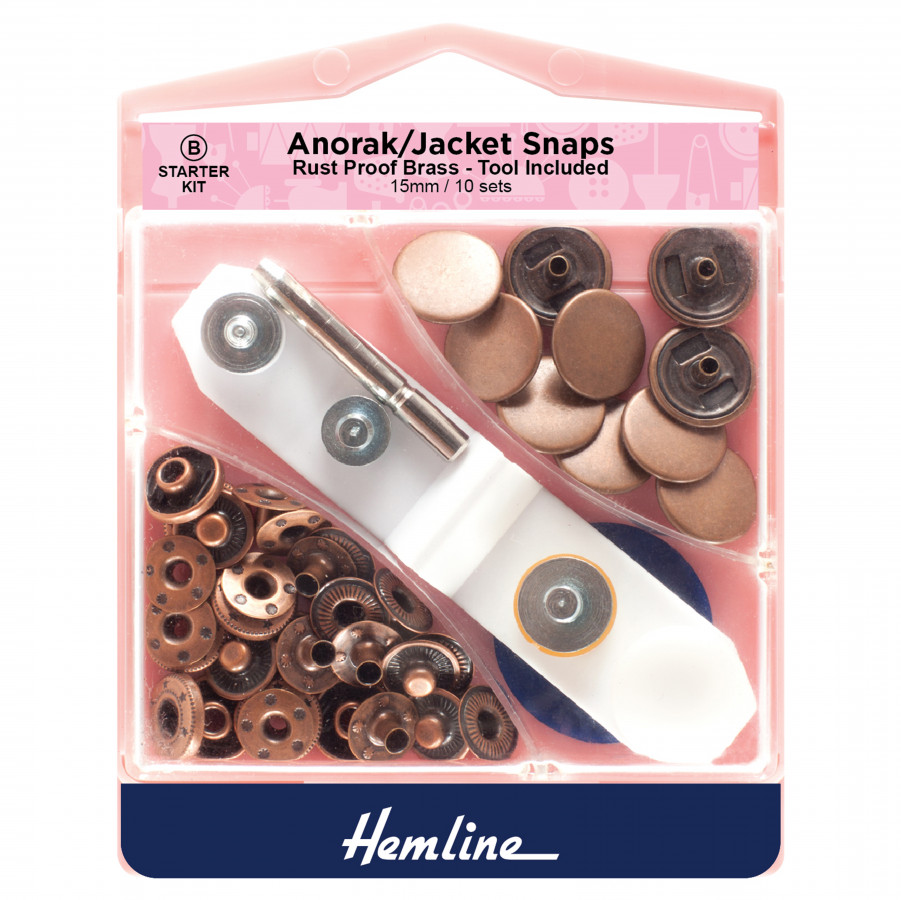 Hemline Anorak/Jacket Snaps Starter Set - Bronze - 15mm