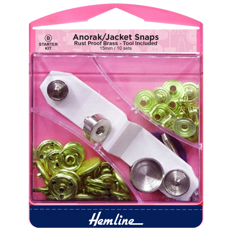 Hemline Anorak/Jacket Snaps Starter Set - Gold - 15mm