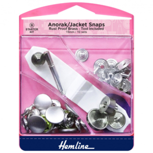 Hemline Anorak/Jacket Snaps Starter Set - Nickel Silver - 15mm