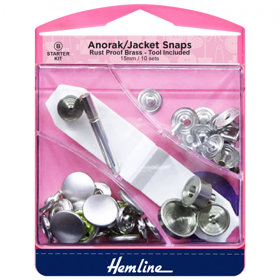 Hemline Anorak/Jacket Snaps Starter Set - Nickel Silver - 15mm