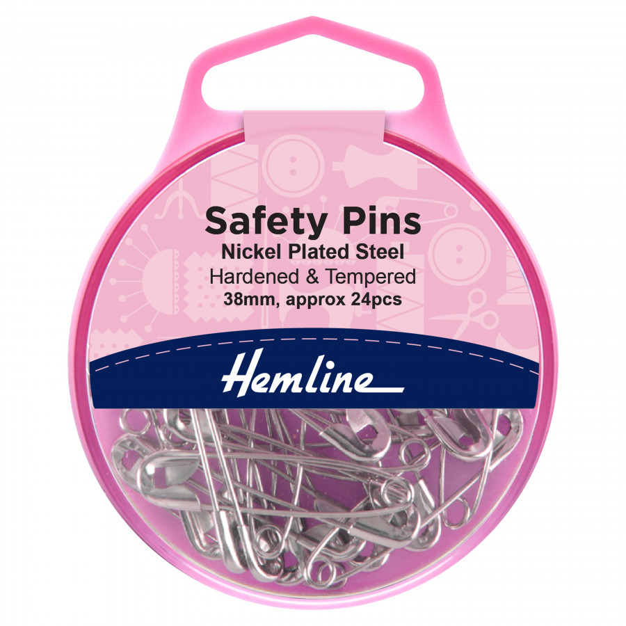 Hemline Nickel Plated Safety Pins - 38mm