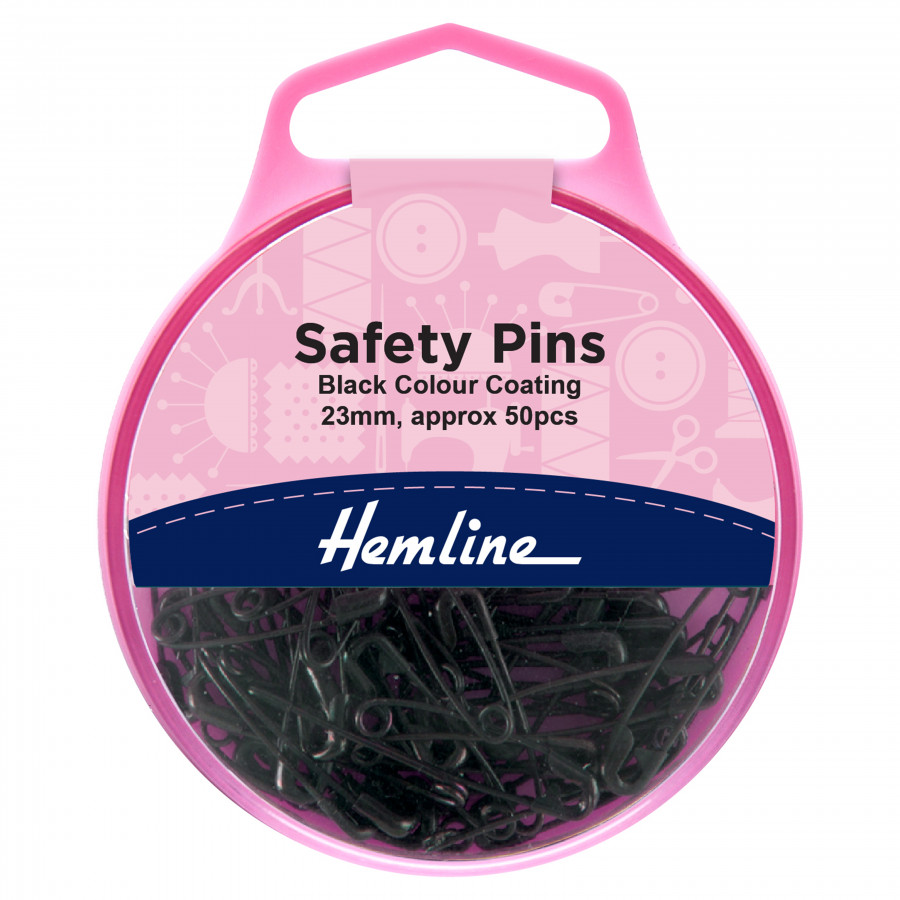 Safety Pins 23mm - Black (Pack of 50)