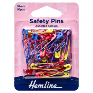 Hemline Assorted Colour Safety Pins - 34mm