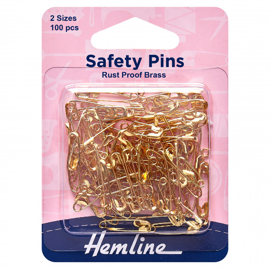 Hemline Rustless Brass Safety Pins - Assorted Value Pack