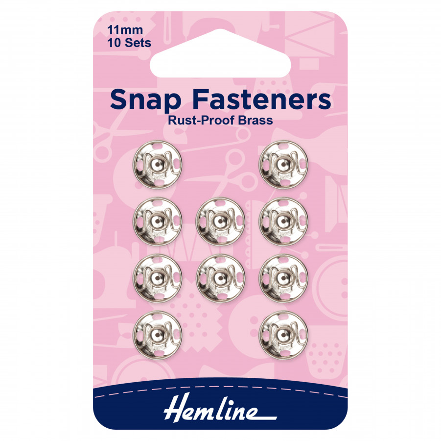 Hemline Sew-On Snap Fasteners - Nickel 11mm