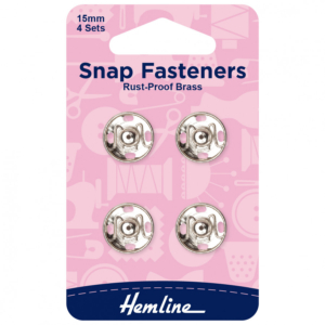 Hemline Sew-On Snap Fasteners - Nickel 15mm