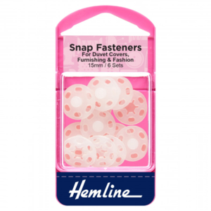 Hemline Sew-On Plastic Snap Fasteners - Clear 15mm