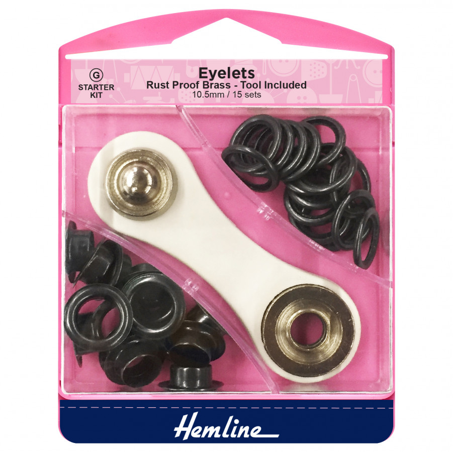 Hemline Eyelet Starter Set - Oxy Black - 10.5mm