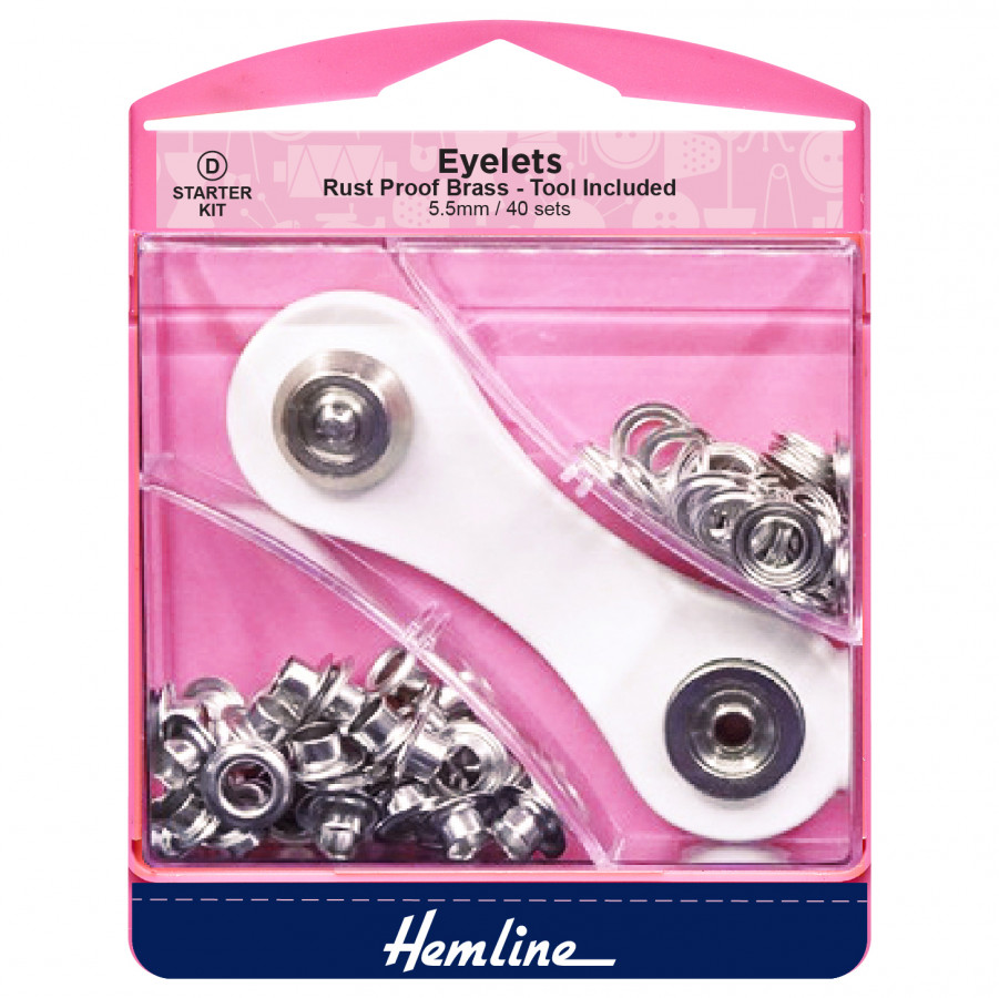 Hemline Eyelet Starter Set - Nickel Silver - 5.5mm