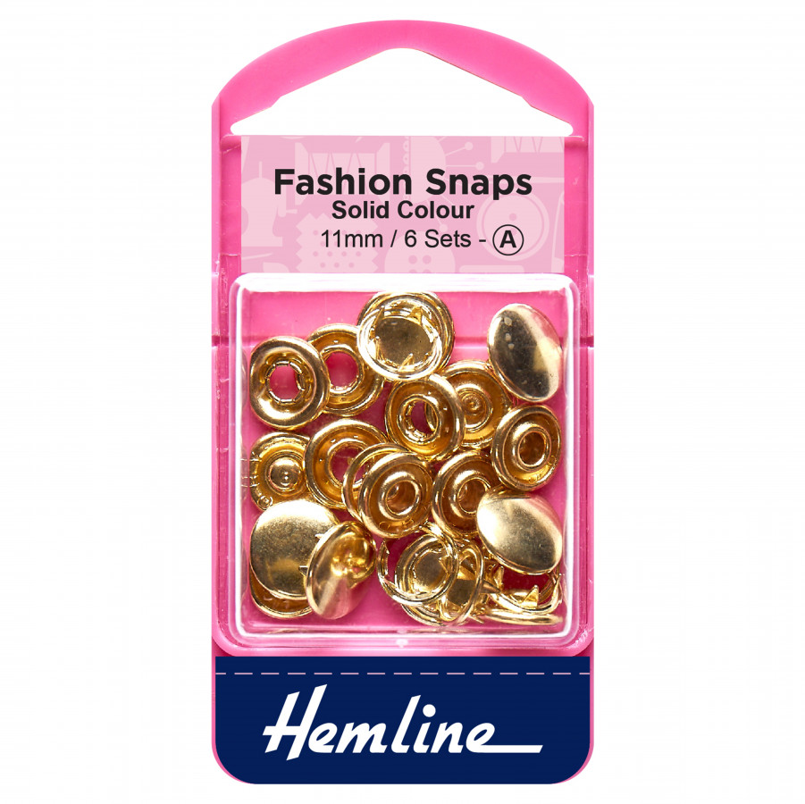 Hemline Fashion Snaps - Gold - 11mm