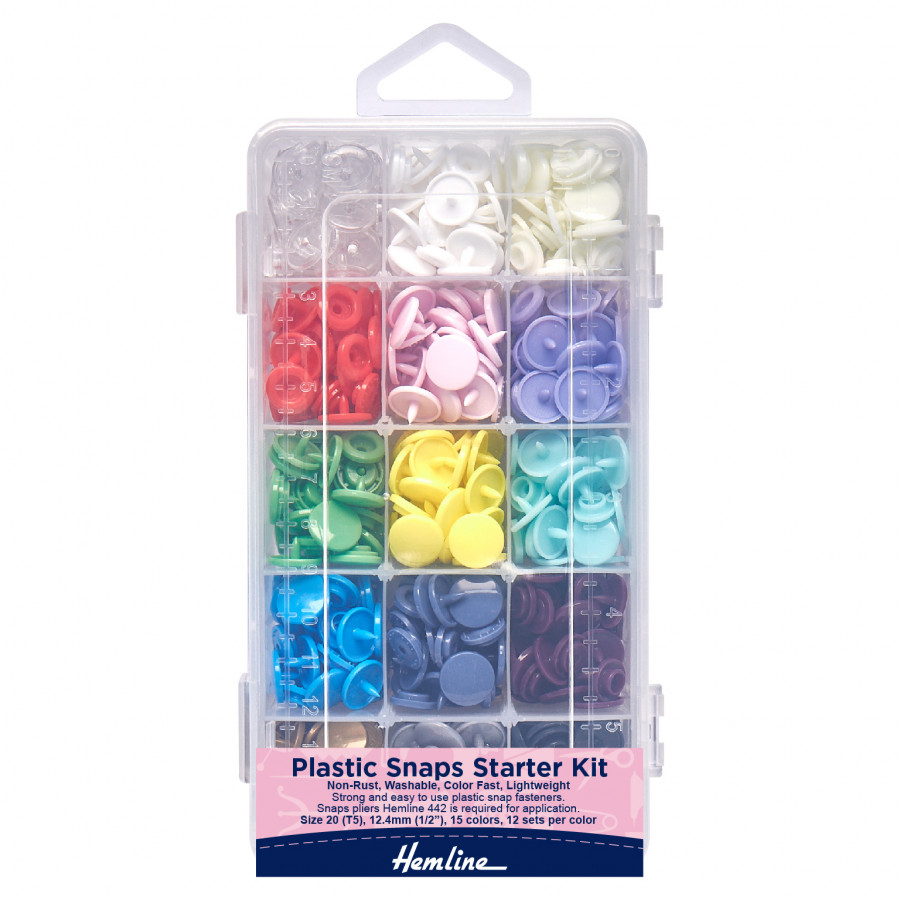 Hemline Plastic Snaps Starter Kit - 15 colours 12.4mm