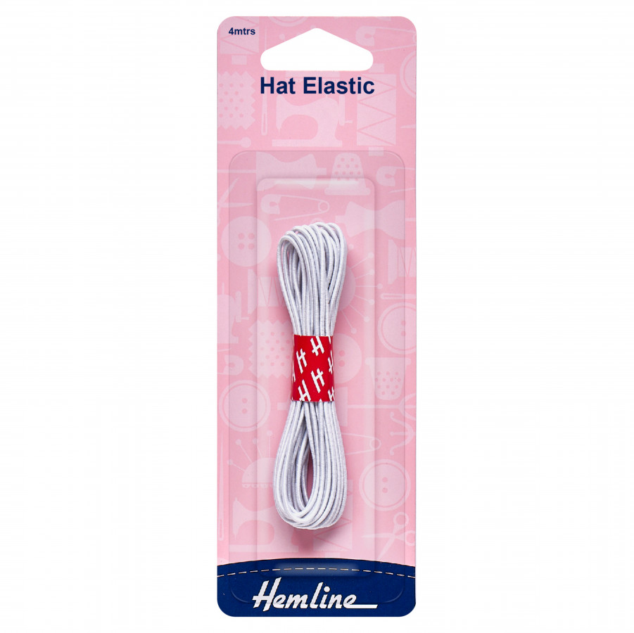 Hemline Hat Elastic - White - 1.3mm x 4m