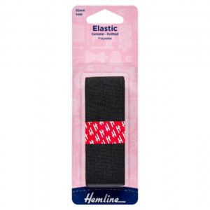 Hemline General Purpose Elastic - Black - 32mm x 1m