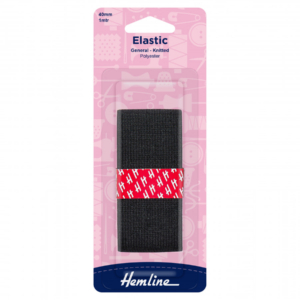 Hemline General Purpose Elastic - Black - 40mm x 1m