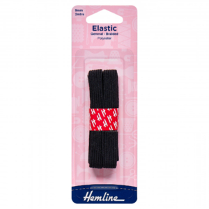 Hemline General Purpose Elastic - Black - 9mm x 2m