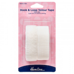 Hemline Heavy Duty Hook & Loop Velour Tape Self Adhesive - White - 25mm x 1m