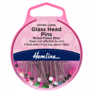Hemline Glass Headed Pins - 51mm