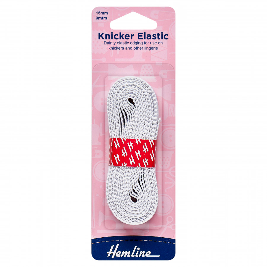 Hemline Knicker Elastic - White - 15mm x 3m
